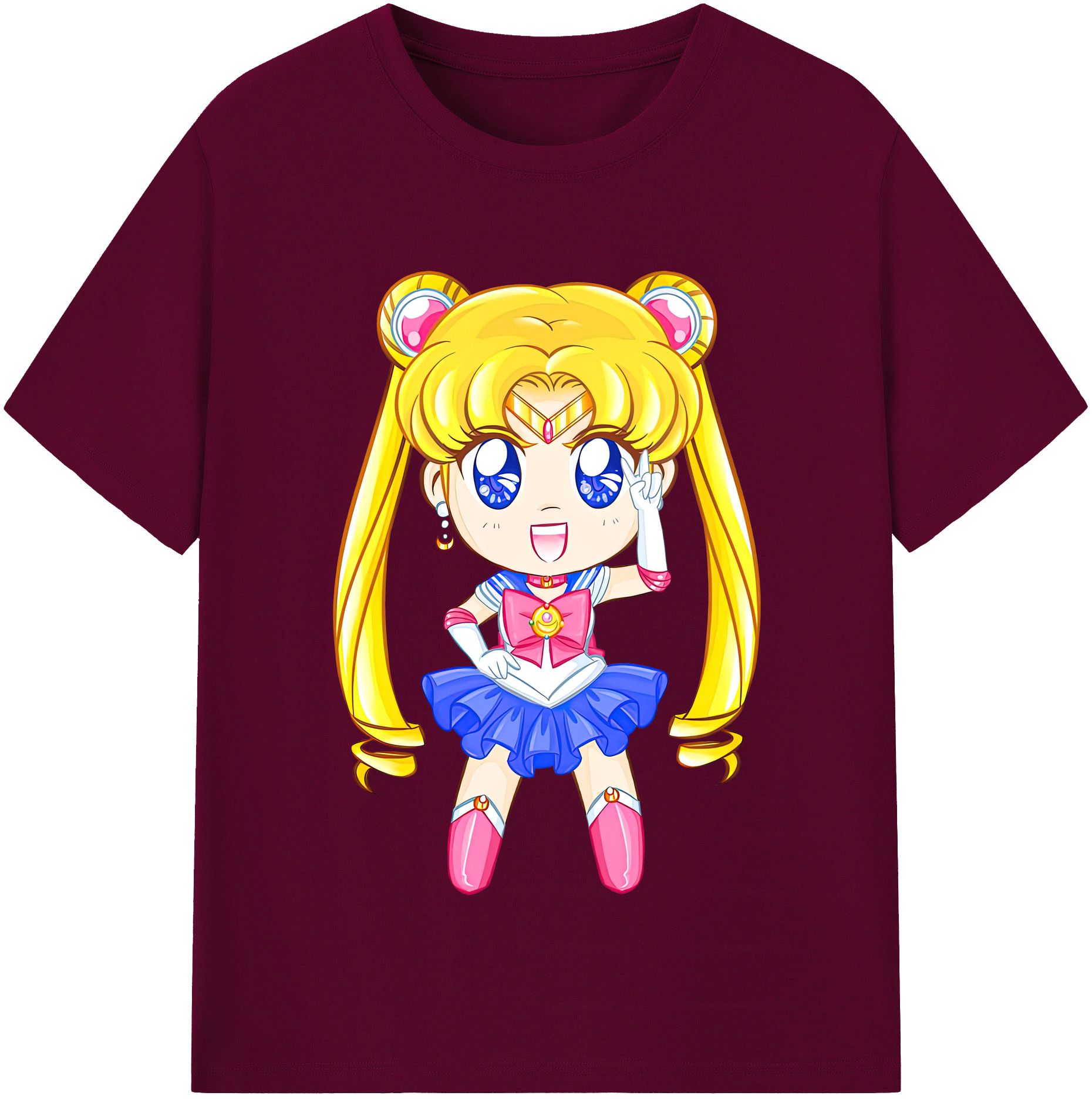 （画像用） 美少女戦士セーラームーン 月野 うさぎ つきの うさぎ Sailor Moon Tsukino Usagi レディースカジュアルプリントTシャツ（綿100％）